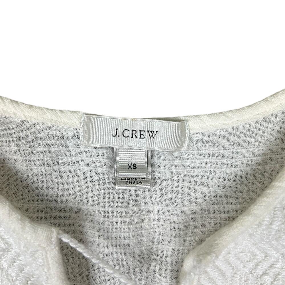 J. Crew Tunic Top White Embroidered Boho Blouse 3/4 Sleeve Lightweight size XS - Picture 8 of 8
